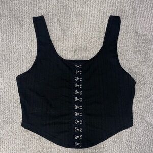 Black Sleeveless Top with Hook Details